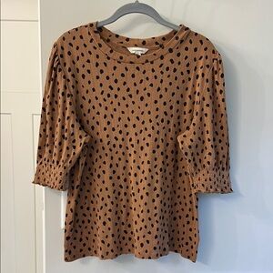 Lucky Brand Brown Blouse with Black Dots
